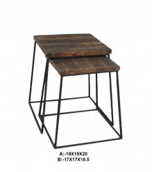SET OF 2 WOOD & METAL END TABLES