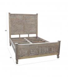 HAND CARVED WOODEN KING SIZE BED
