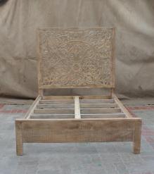 HAND CARVED SOLID WOOD Queen bed