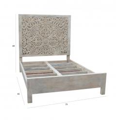 HAND CARVED WOODEN KING SIZE BED
