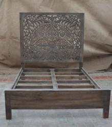 HAND CARVED WOODEN KING SIZE BED