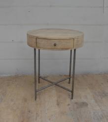 SOLID WOOD & IRON ROUND SIDE TABLE / OCCASIONAL TABLE