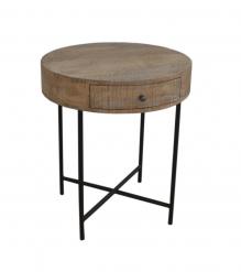 SOLID WOOD & IRON ROUND SIDE TABLE / OCCASIONAL TABLE