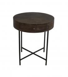 SOLID WOOD & IRON ROUND SIDE TABLE / OCCASIONAL TABLE