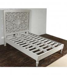 HAND CARVED SOLID WOOD QUEEN BED