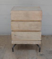 SOLID WOOD 3 DRAWER END TABLE / NIGHTSTAND