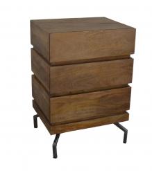 SOLID WOOD 3 DRAWER END TABLE / NIGHTSTAND