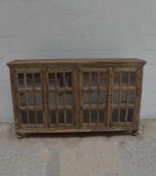 SOLID WOOD & RECTANGULAR GLASS SIDEBOARD