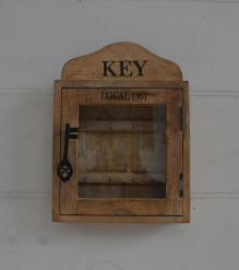 SOLID WOOD & GLASS KEY BOX