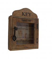 SOLID WOOD & GLASS KEY BOX