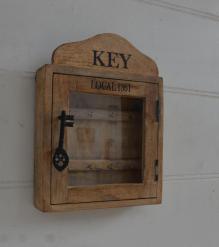 SOLID WOOD & GLASS KEY BOX