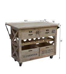 SOLID WOOD KITCHEN TROLLY ISLAND