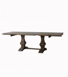 SOLID WOOD PEDESTAL EXTENSION DINING TABLE