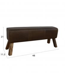 LEATHER & WOOD UPHOLSTERED BENCH