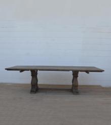 SOLID WOOD PEDESTAL EXTENSION DINING TABLE