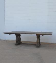 SOLID WOOD PEDESTAL EXTENSION DINING TABLE