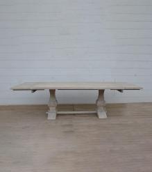 SOLID WOOD PEDESTAL EXTENSION DINING TABLE