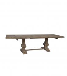 SOLID WOOD PEDESTAL TRESTLE TABLE W / EXTENSIONS