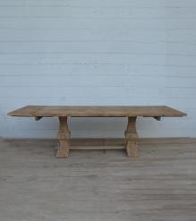 SOLID WOOD PEDESTAL TRESTLE TABLE W / EXTENSIONS