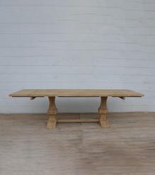 SOLID WOOD PEDESTAL TRESTLE TABLE W / EXTENSIONS