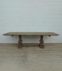 SOLID WOOD PEDESTAL TRESTLE TABLE W / EXTENSIONS