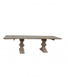 SOLID WOOD PEDESTAL EXTENSION DINING TABLE