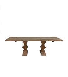 SOLID WOOD PEDESTAL EXTENSION DINING TABLE