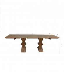 SOLID WOOD PEDESTAL EXTENSION DINING TABLE