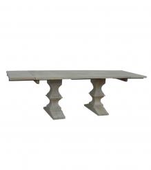 SOLID WOOD PEDESTAL EXTENSION DINING TABLE
