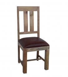 SOLID WOOD DINING CHAIR W/ GENUINE LEATHER UPHOLSTERED SEAT