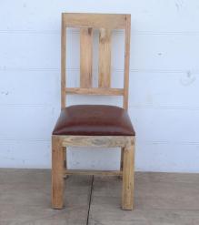 SOLID WOOD DINING CHAIR W/ GENUINE LEATHER UPHOLSTERED SEAT