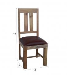 SOLID WOOD DINING CHAIR W/ GENUINE LEATHER UPHOLSTERED SEAT