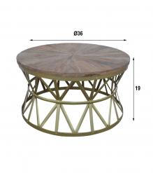 ROUND SOLID WOOD & IRON COFFEE TABLE