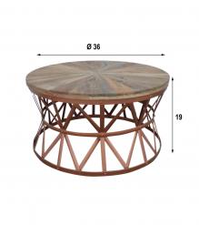 ROUND SOLID WOOD & IRON COFFEE TABLE