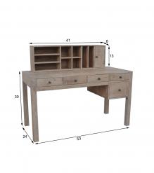 2 PIECE SOLID WOOD DESK W/ 5 DRAWERS + ORGANIZER