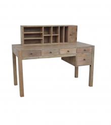 2 PIECE SOLID WOOD DESK W/ 5 DRAWERS + ORGANIZER