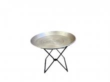 NICKEL TONE TRAY END TABLE