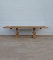 SOLID WOOD PEDESTAL TRESTLE TABLE W / EXTENSIONS