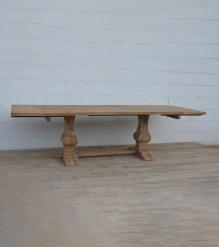 SOLID WOOD PEDESTAL TRESTLE TABLE W / EXTENSIONS