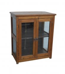 VINTAGE RECLAIMED TEAK & GLASS CABINET