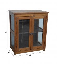 VINTAGE RECLAIMED TEAK & GLASS CABINET