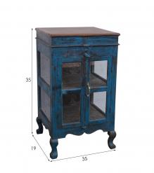 VINTAGE RECLAIMED TEAK & GLASS CABINET