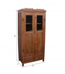 VINTAGE RECLAIMED TEAK & GLASS CABINET