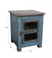 VINTAGE RECLAIMED TEAK & GLASS CABINET