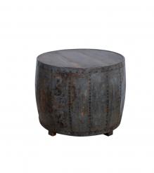 VINTAGE RECLAIMED IRON & WOOD BARREL SIDE / COFFEE TABLE