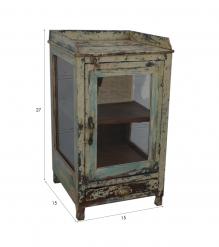 VINTAGE RECLAIMED TEAK & GLASS CABINET