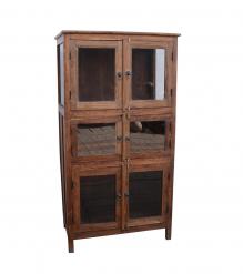 VINTAGE RECLAIMED TEAK & GLASS CABINET W/ SHELVES