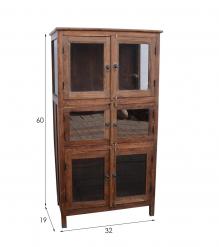 VINTAGE RECLAIMED TEAK & GLASS CABINET W/ SHELVES