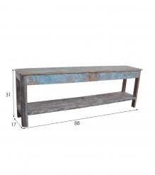 HAND CARVED SOLID RECLAIMED WOOD CONSOLE TABLE