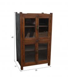 VINTAGE RECLAIMED TEAK & GLASS CABINET